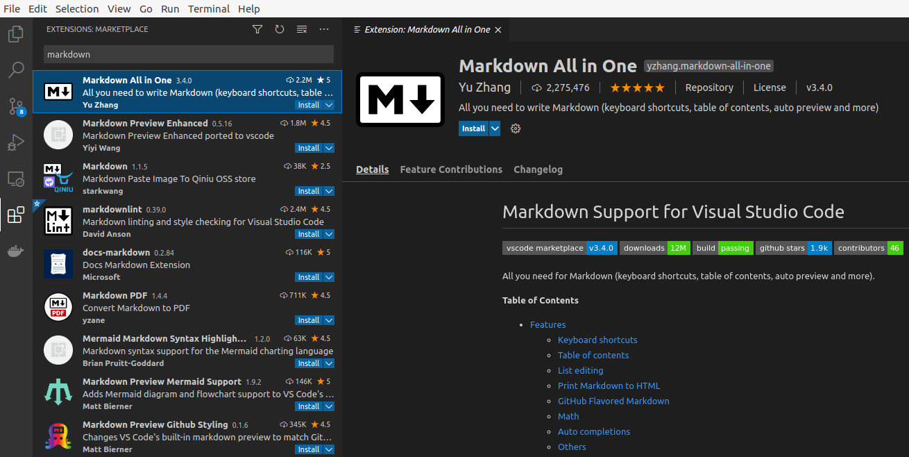 安装 Markdown All in One 插件 在这里插入图片描述